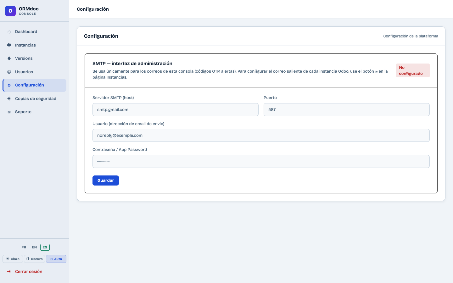 Configuración SMTP