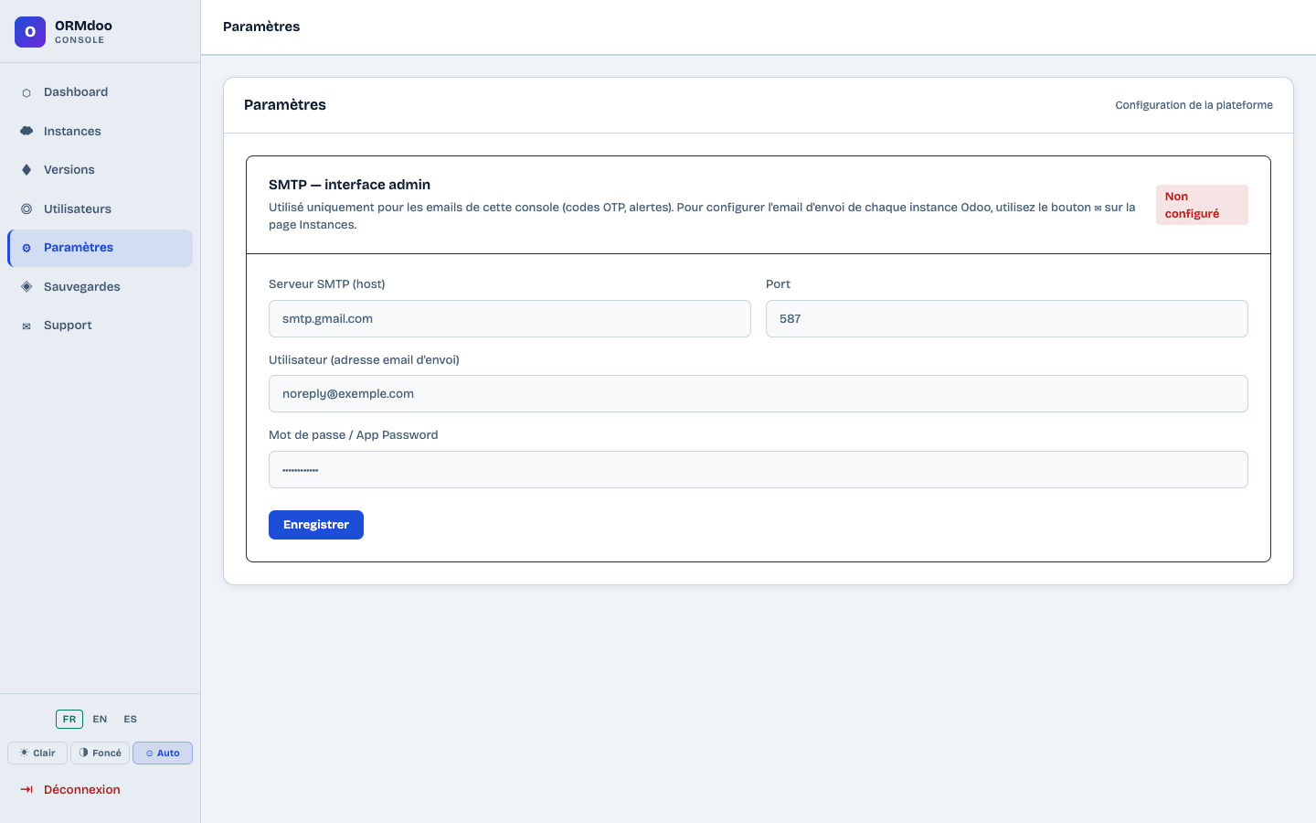 Configuration SMTP